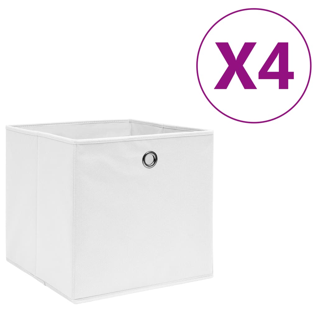 Opbergboxen 4 st 28x28x28 cm nonwoven stof wit is nu te koop bij PeponiXL, paradijselijk wonen!