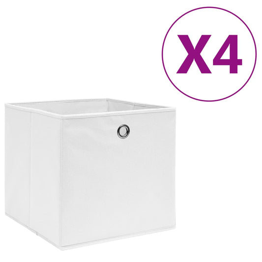 Opbergboxen 4 st 28x28x28 cm nonwoven stof wit is nu te koop bij PeponiXL, paradijselijk wonen!