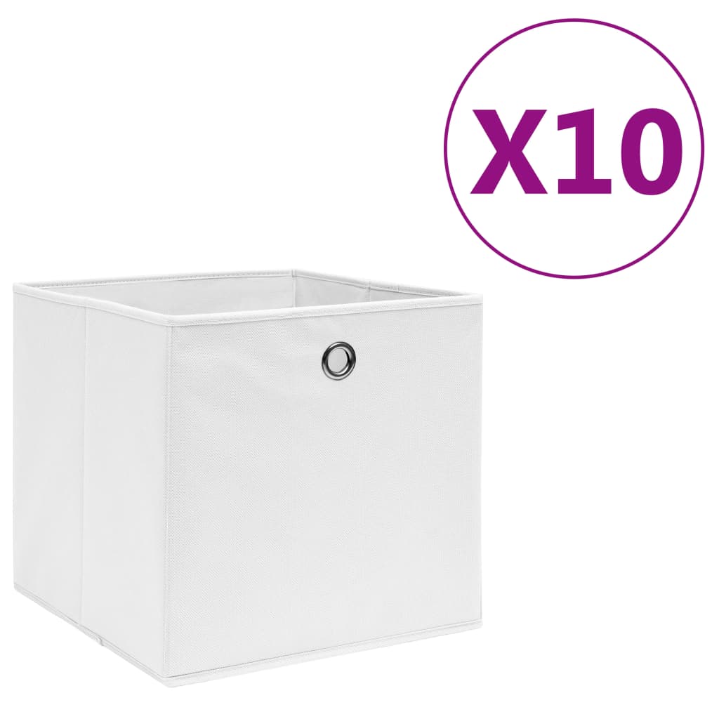 Opbergboxen 10 st 28x28x28 cm nonwoven stof wit is nu te koop bij PeponiXL, paradijselijk wonen!