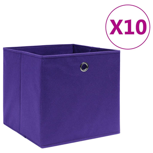 Opbergboxen 10 st 28x28x28 cm nonwoven stof paars is nu te koop bij PeponiXL, paradijselijk wonen!