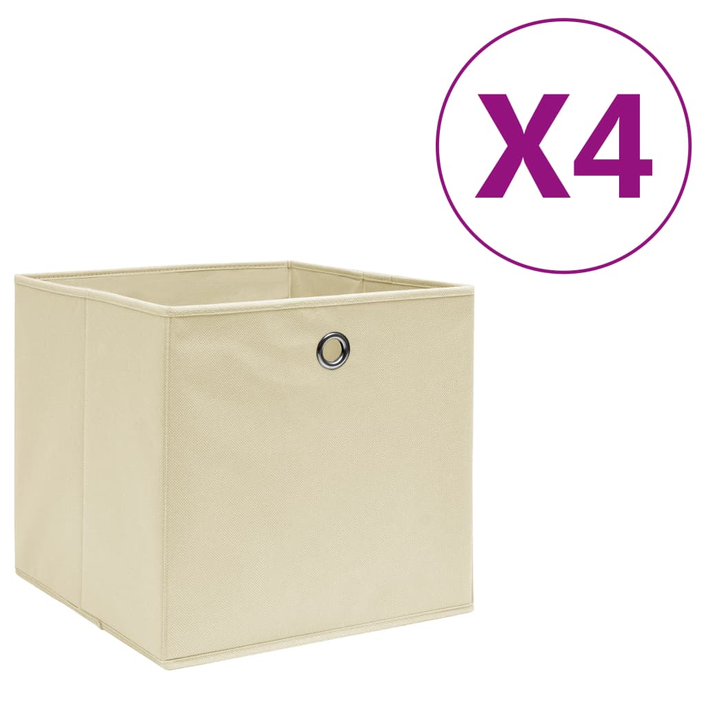 Opbergboxen 4 st 28x28x28 cm nonwoven stof crèmekleurig is nu te koop bij PeponiXL, paradijselijk wonen!