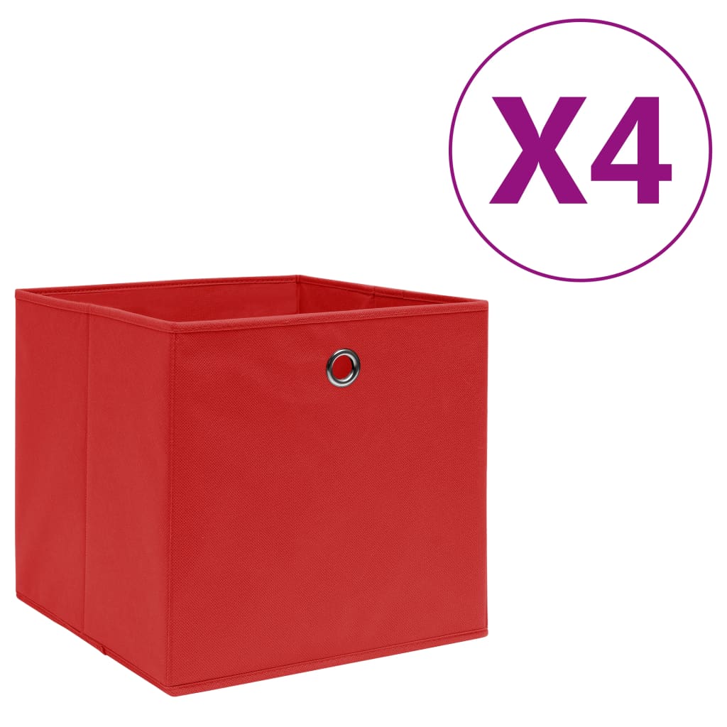 Opbergboxen 4 st 28x28x28 cm nonwoven stof rood is nu te koop bij PeponiXL, paradijselijk wonen!