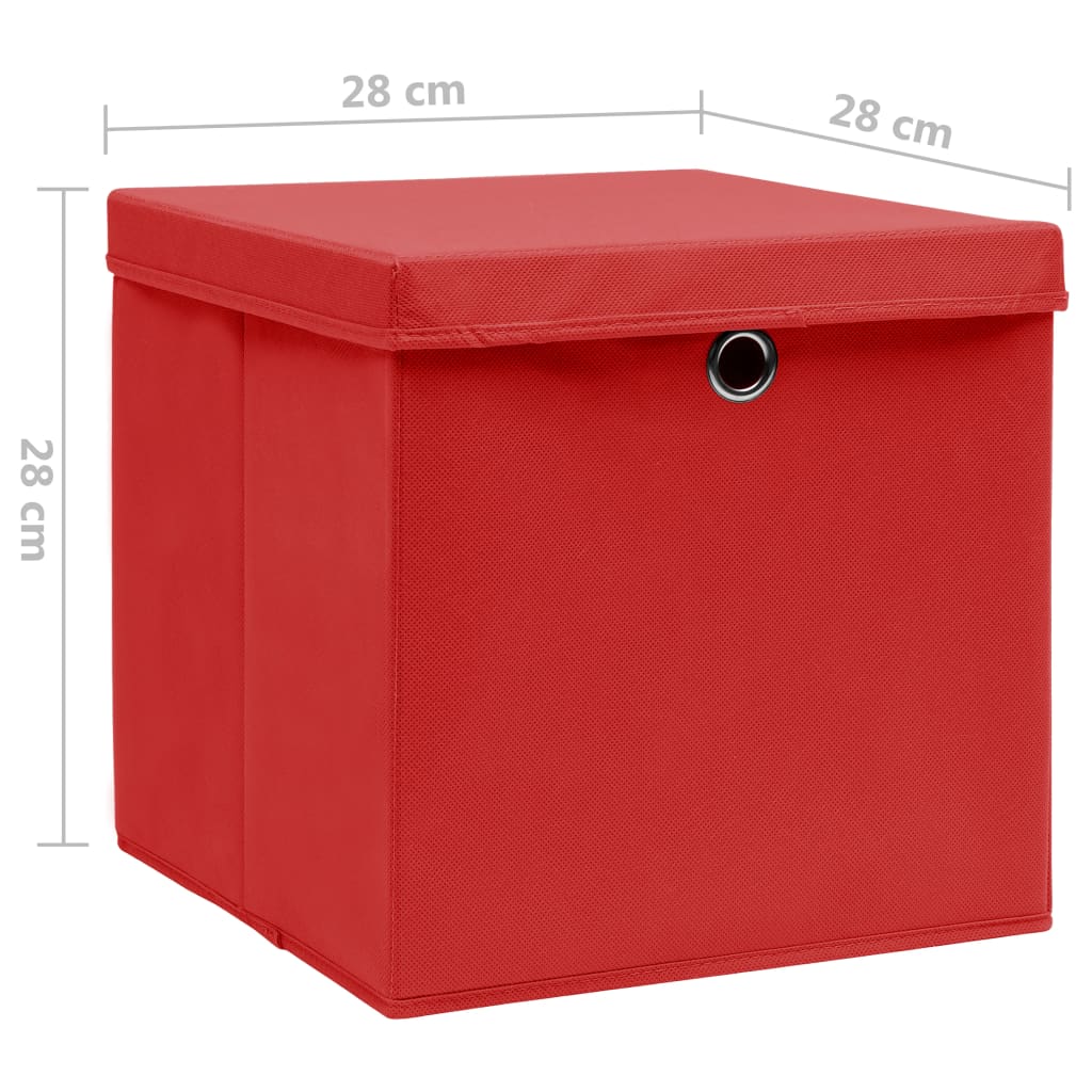 Opbergboxen met deksel 4 st 28x28x28 cm rood is nu te koop bij PeponiXL, paradijselijk wonen!