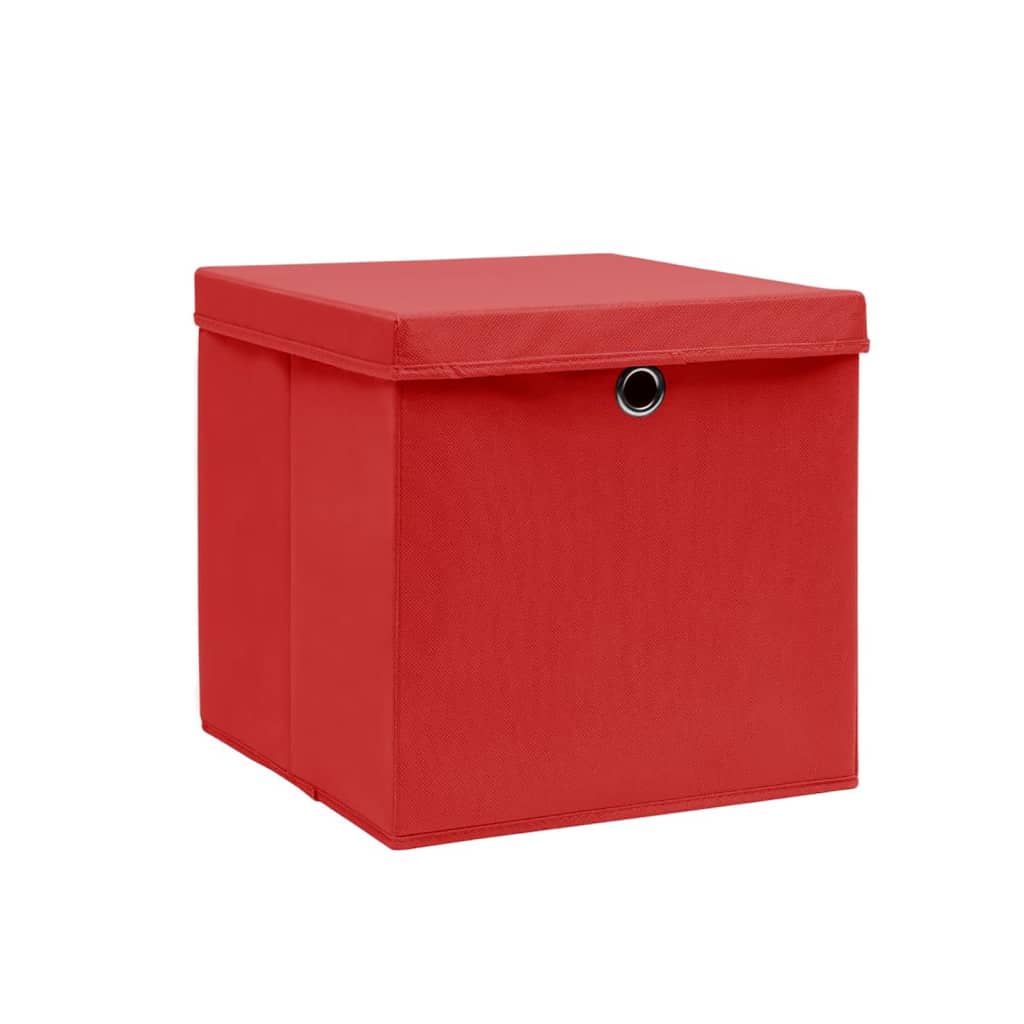 Opbergboxen met deksel 10 st 28x28x28 cm rood is nu te koop bij PeponiXL, paradijselijk wonen!