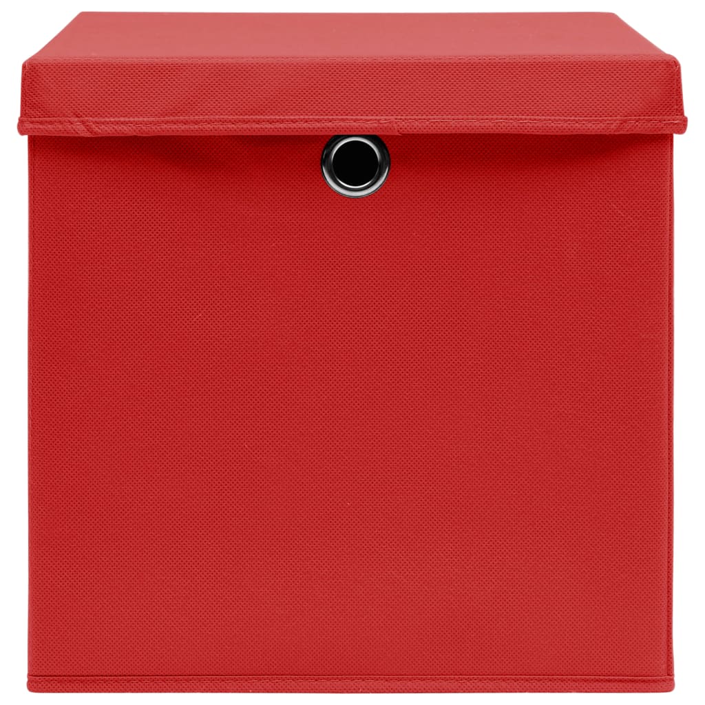Opbergboxen met deksel 10 st 28x28x28 cm rood is nu te koop bij PeponiXL, paradijselijk wonen!