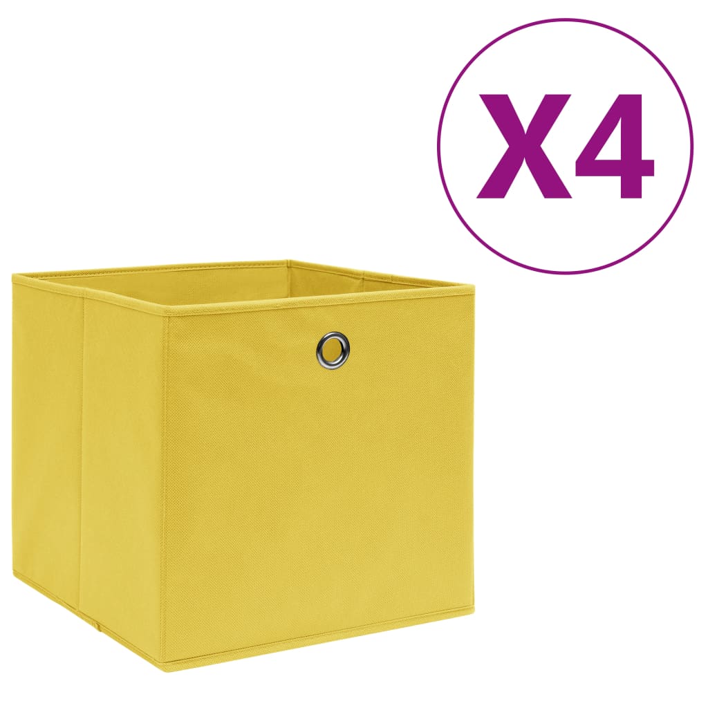 Opbergboxen 4 st 28x28x28 cm nonwoven stof geel is nu te koop bij PeponiXL, paradijselijk wonen!
