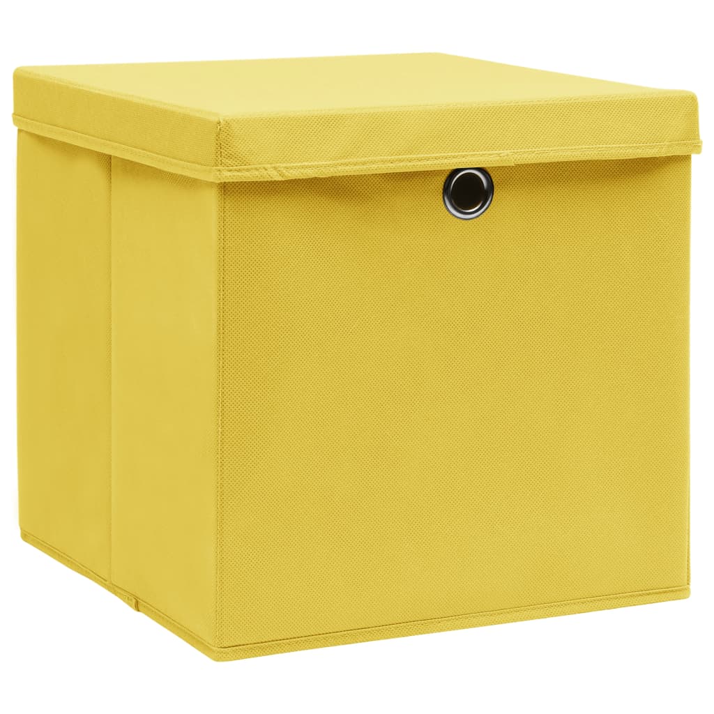 Opbergboxen met deksel 10 st 28x28x28 cm geel is nu te koop bij PeponiXL, paradijselijk wonen!