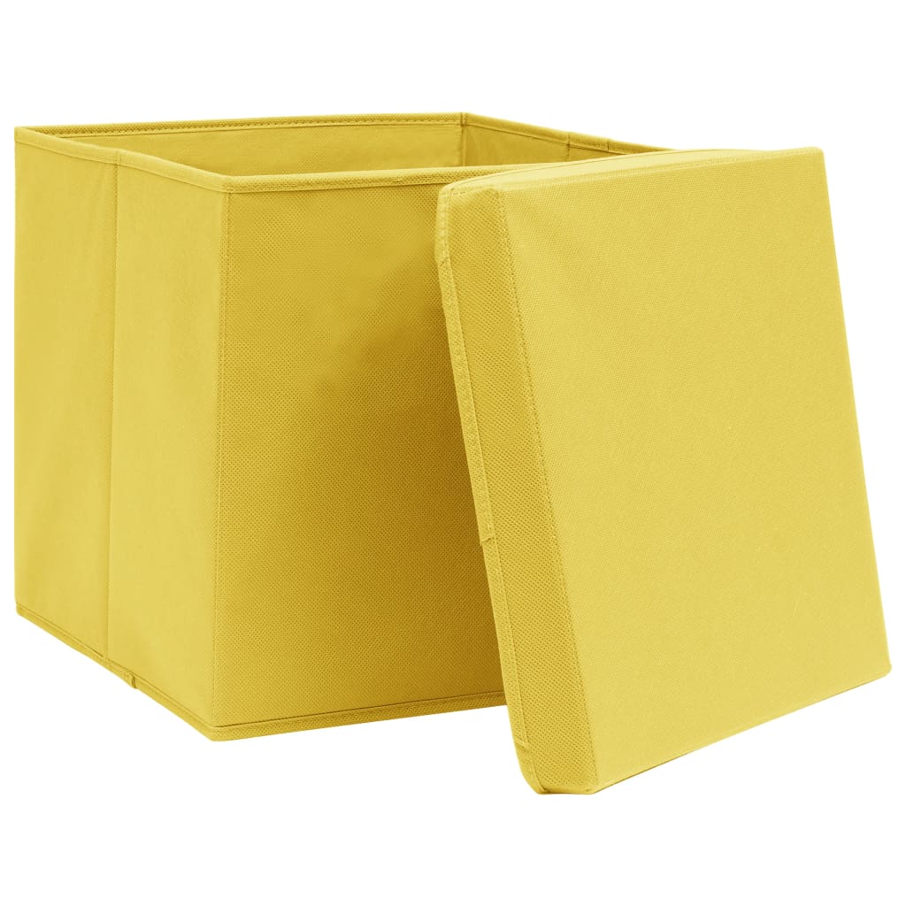 Opbergboxen met deksel 10 st 28x28x28 cm geel is nu te koop bij PeponiXL, paradijselijk wonen!