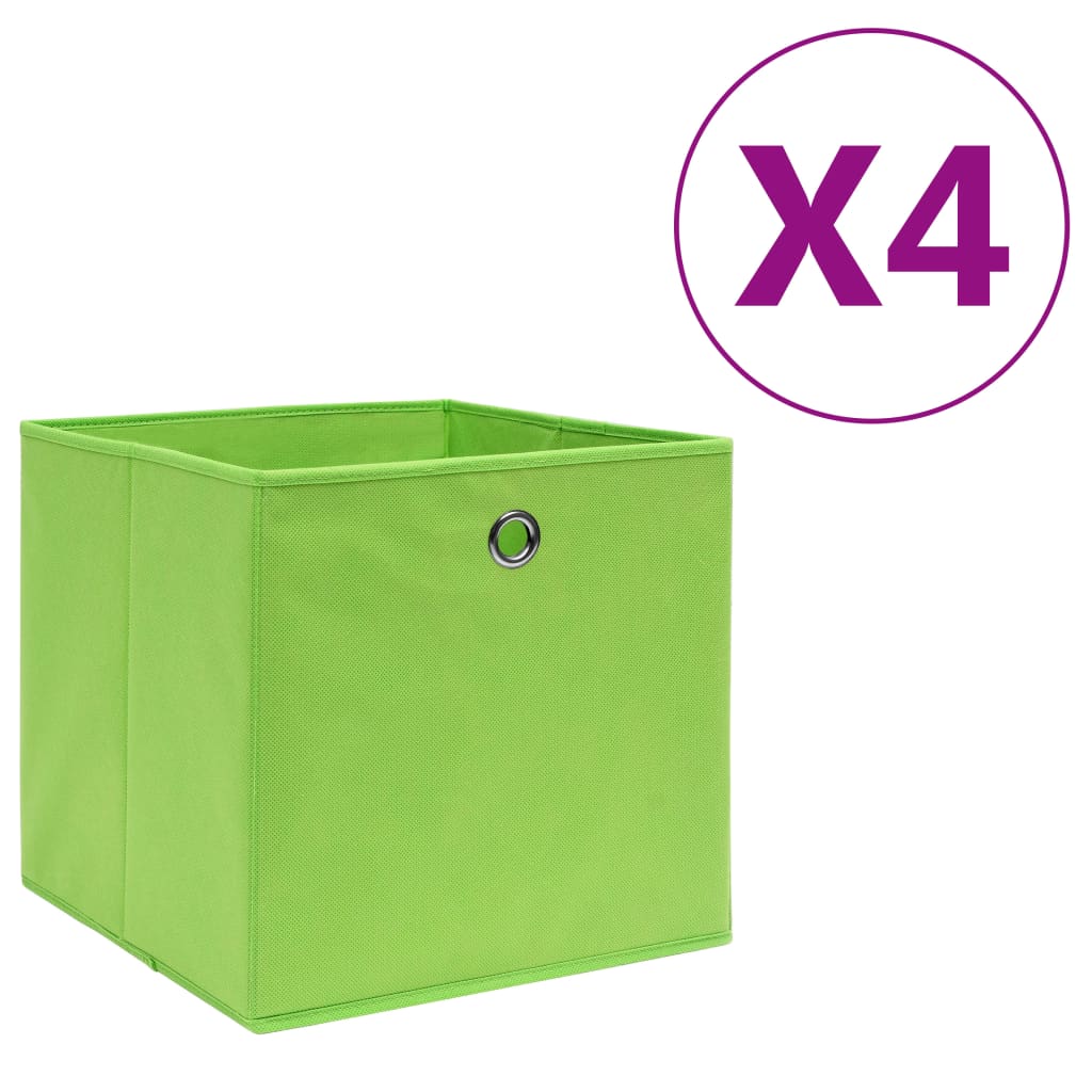 Opbergboxen 4 st 28x28x28 cm nonwoven stof groen is nu te koop bij PeponiXL, paradijselijk wonen!