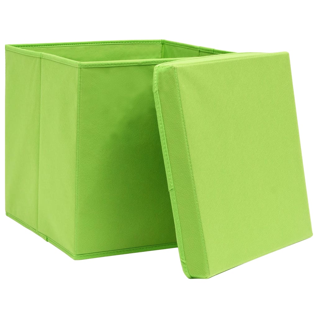 Opbergboxen met deksel 4 st 28x28x28 cm groen is nu te koop bij PeponiXL, paradijselijk wonen!