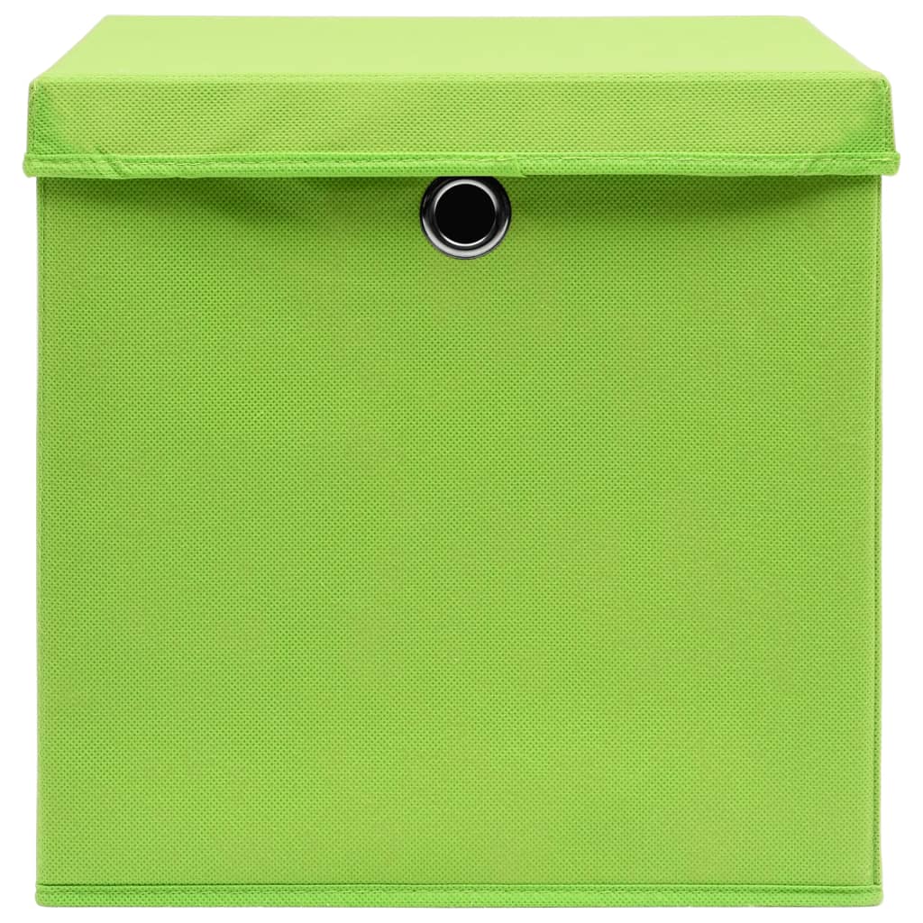 Opbergboxen met deksel 4 st 28x28x28 cm groen is nu te koop bij PeponiXL, paradijselijk wonen!