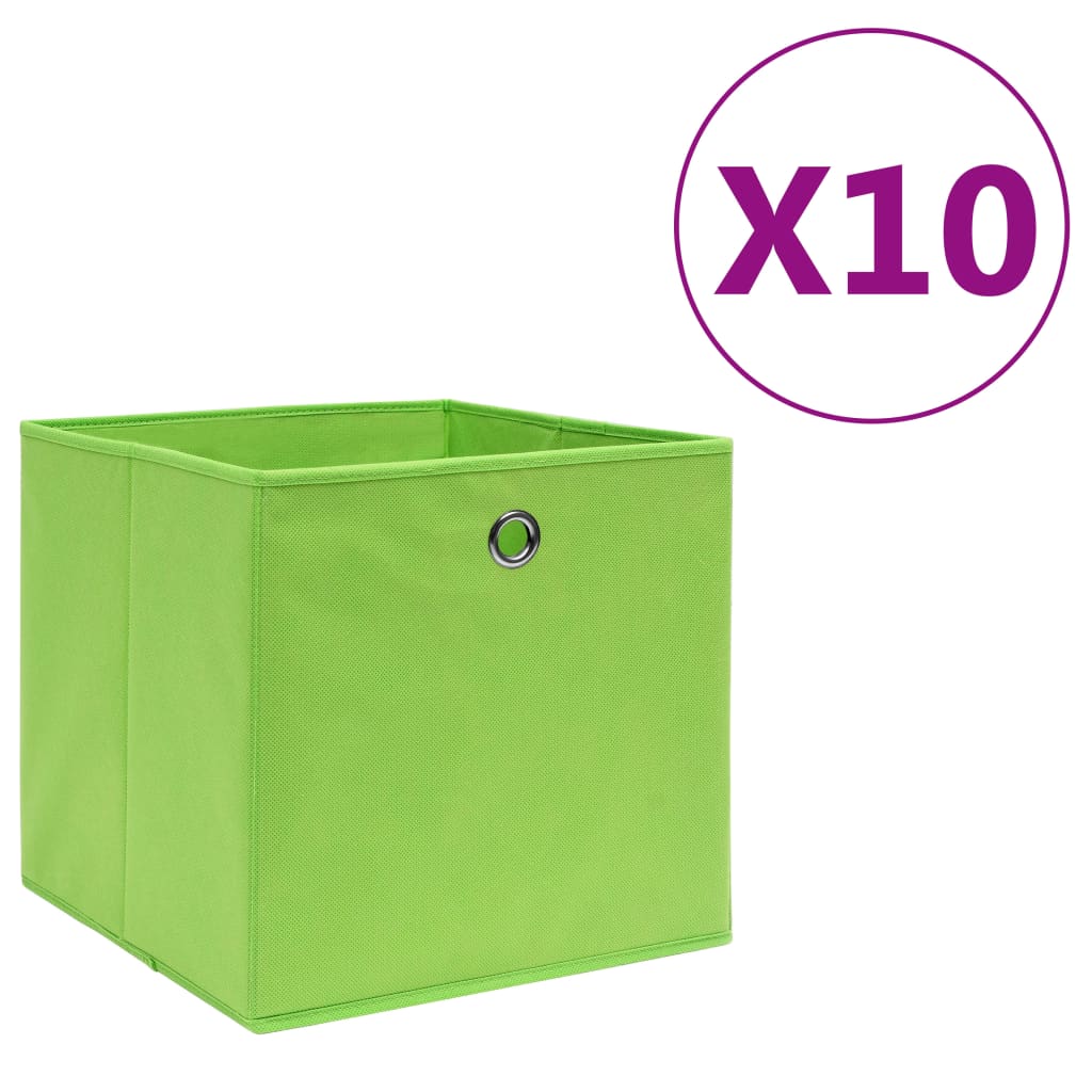 Opbergboxen 10 st 28x28x28 cm nonwoven stof groen is nu te koop bij PeponiXL, paradijselijk wonen!