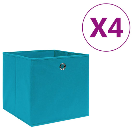 Opbergboxen 4 st 28x28x28 cm nonwoven stof babyblauw is nu te koop bij PeponiXL, paradijselijk wonen!