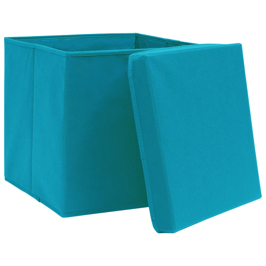 Opbergboxen met deksel 4 st 28x28x28 cm babyblauw is nu te koop bij PeponiXL, paradijselijk wonen!
