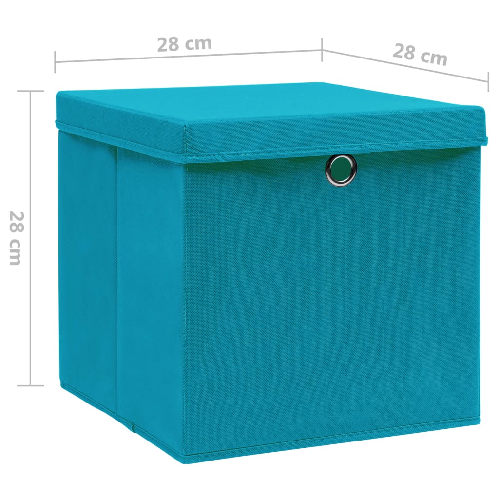 Opbergboxen met deksel 4 st 28x28x28 cm babyblauw is nu te koop bij PeponiXL, paradijselijk wonen!