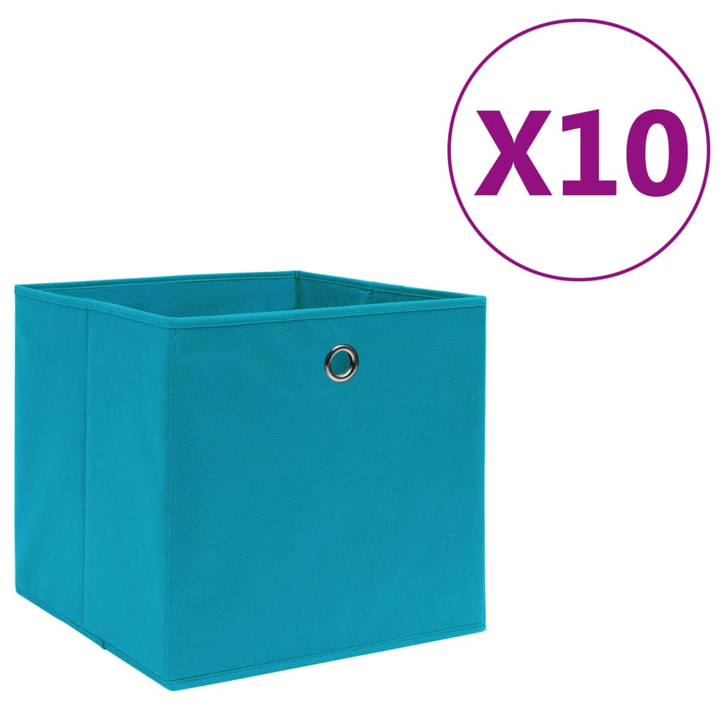 Opbergboxen 10 st 28x28x28 cm nonwoven stof babyblauw is nu te koop bij PeponiXL, paradijselijk wonen!