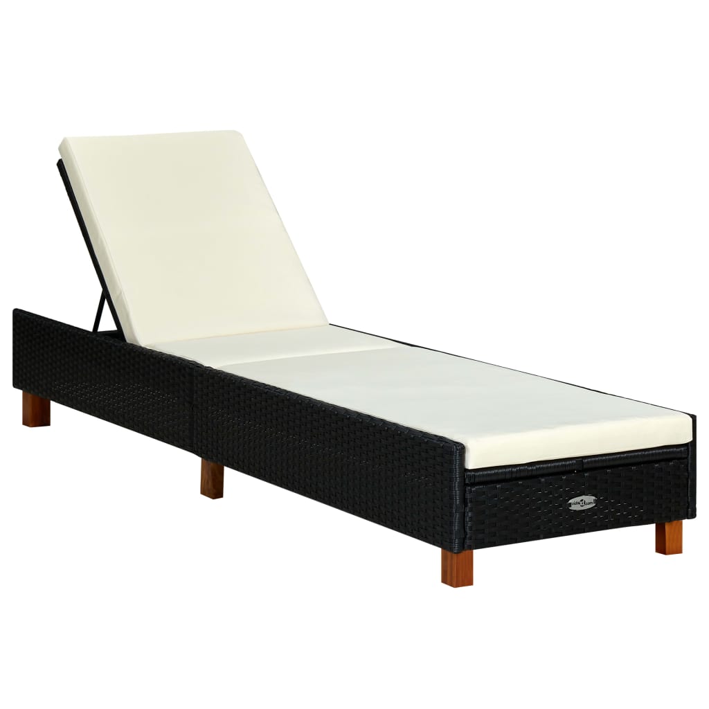 Ligbed met kussen poly rattan zwart is nu te koop bij PeponiXL, paradijselijk wonen!