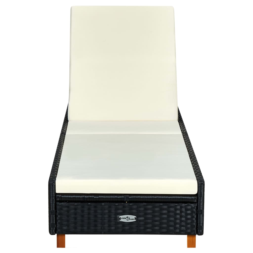 Ligbed met kussen poly rattan zwart is nu te koop bij PeponiXL, paradijselijk wonen!