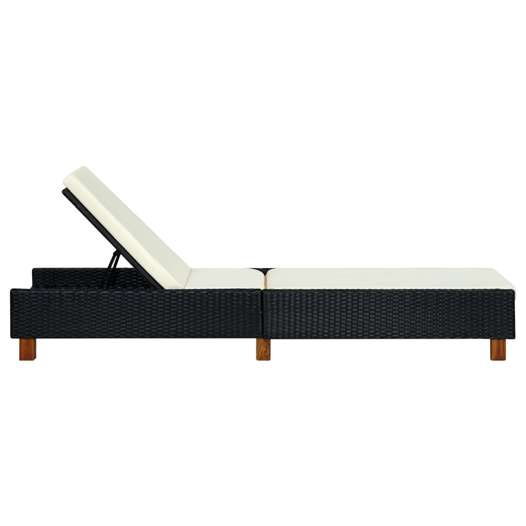 Ligbed met kussen poly rattan zwart is nu te koop bij PeponiXL, paradijselijk wonen!