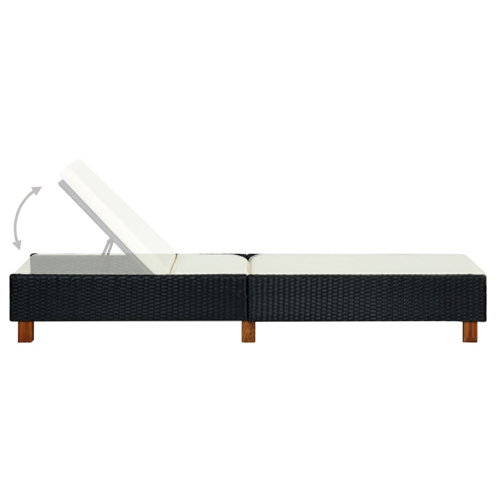Ligbed met kussen poly rattan zwart is nu te koop bij PeponiXL, paradijselijk wonen!