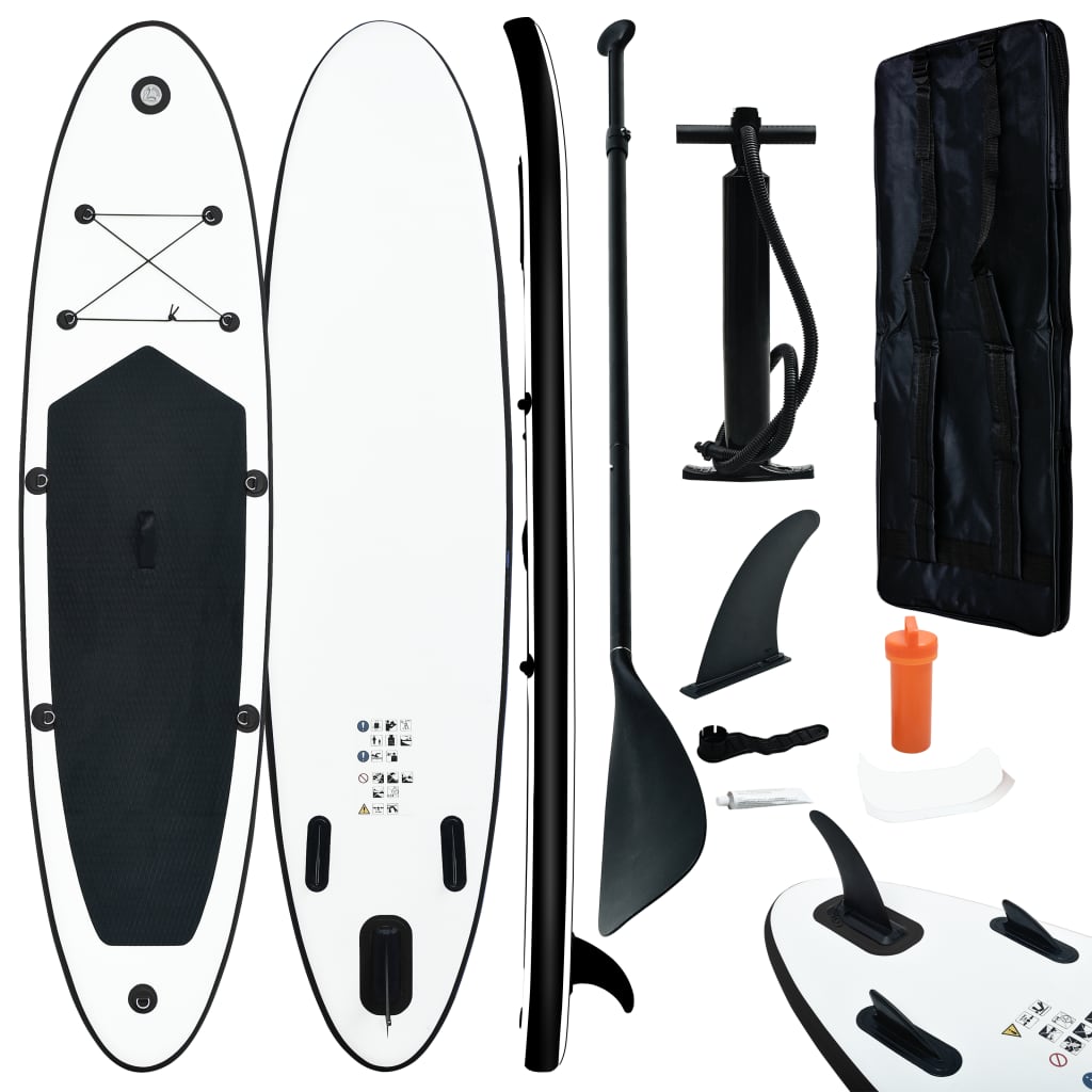 Stand Up Paddleboardset opblaasbaar zwart en wit is nu te koop bij PeponiXL, paradijselijk wonen!