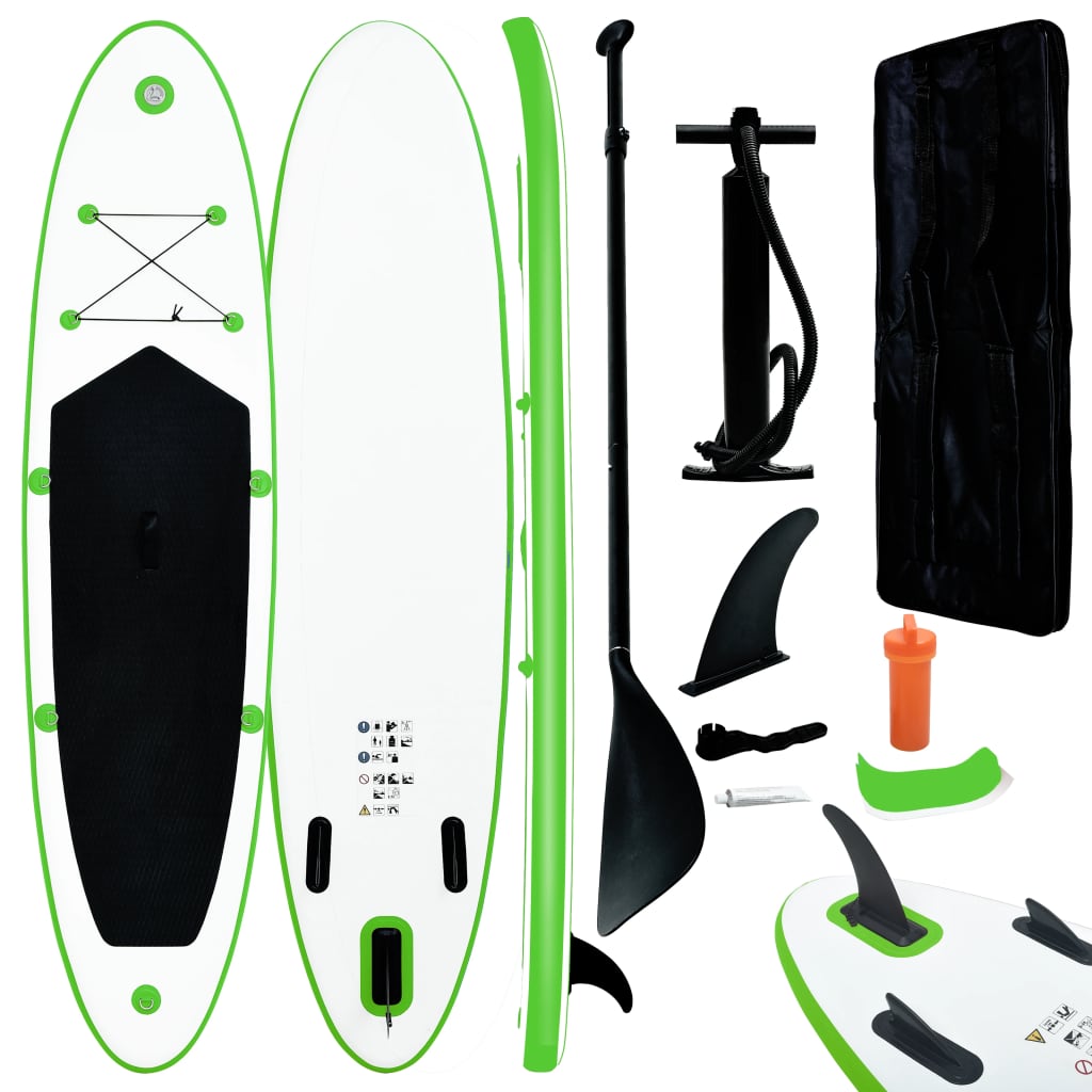 Stand-up paddleboard opblaasbaar groen en wit is nu te koop bij PeponiXL, paradijselijk wonen!