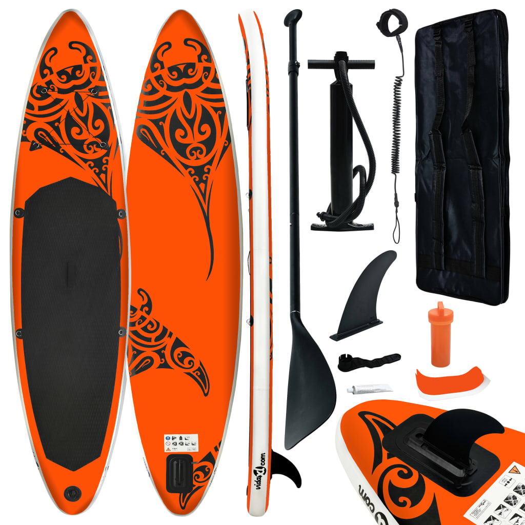 Stand Up Paddleboardset opblaasbaar 366x76x15 cm oranje is nu te koop bij PeponiXL, paradijselijk wonen!