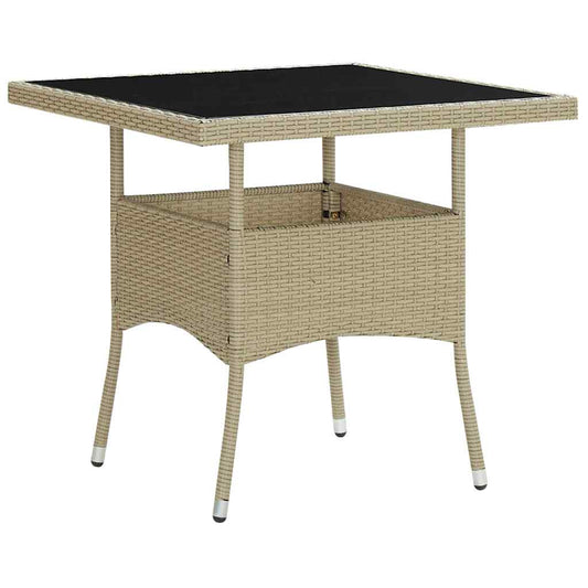 Tuintafel poly rattan en glas beige is nu te koop bij PeponiXL, paradijselijk wonen!
