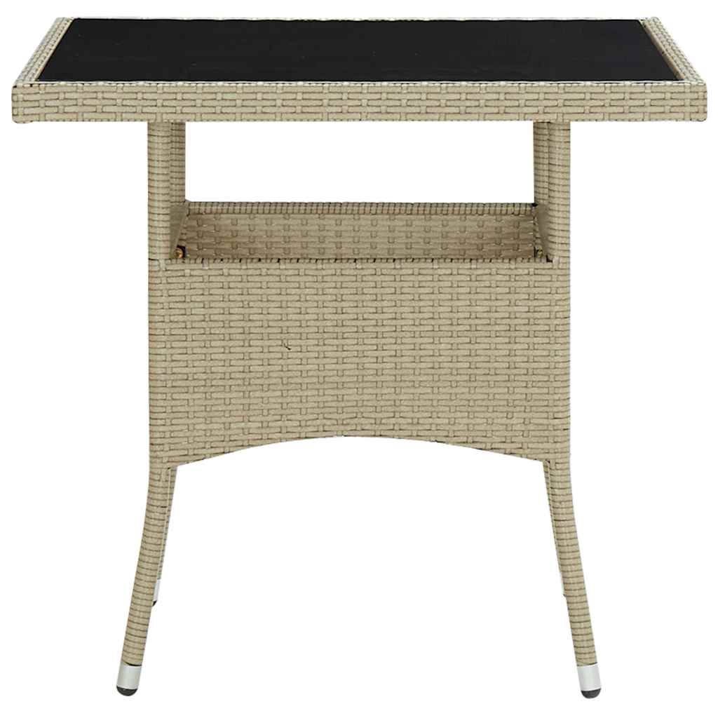 Tuintafel poly rattan en glas beige is nu te koop bij PeponiXL, paradijselijk wonen!