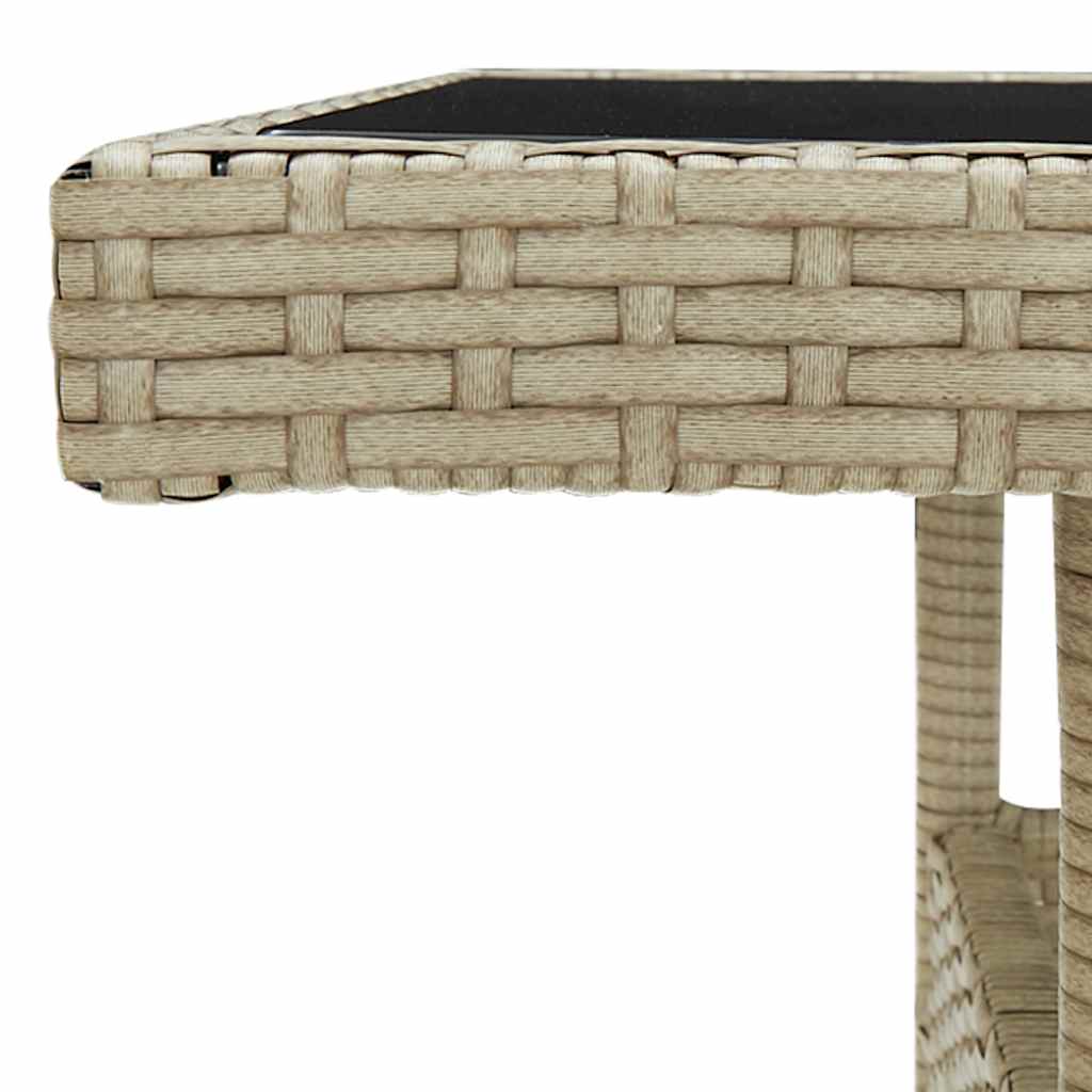 Tuintafel poly rattan en glas beige is nu te koop bij PeponiXL, paradijselijk wonen!