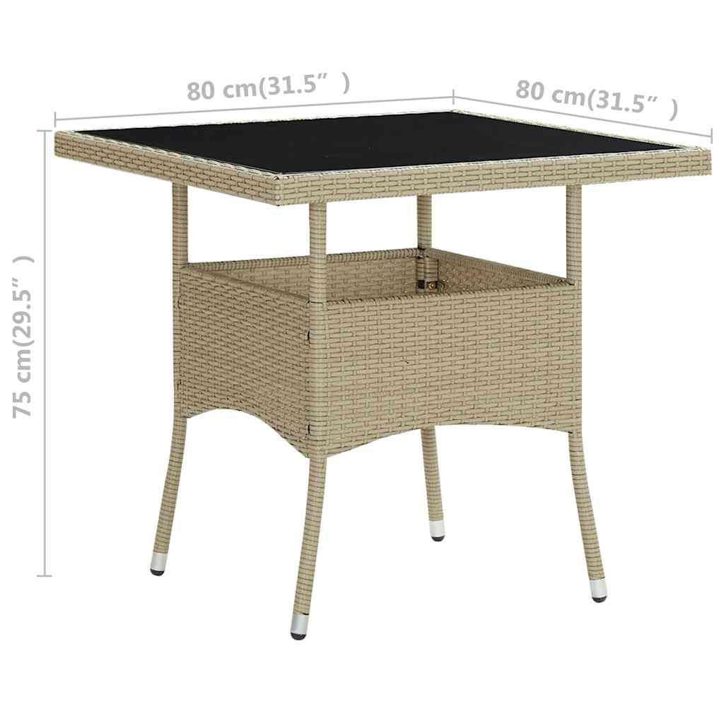 Tuintafel poly rattan en glas beige is nu te koop bij PeponiXL, paradijselijk wonen!