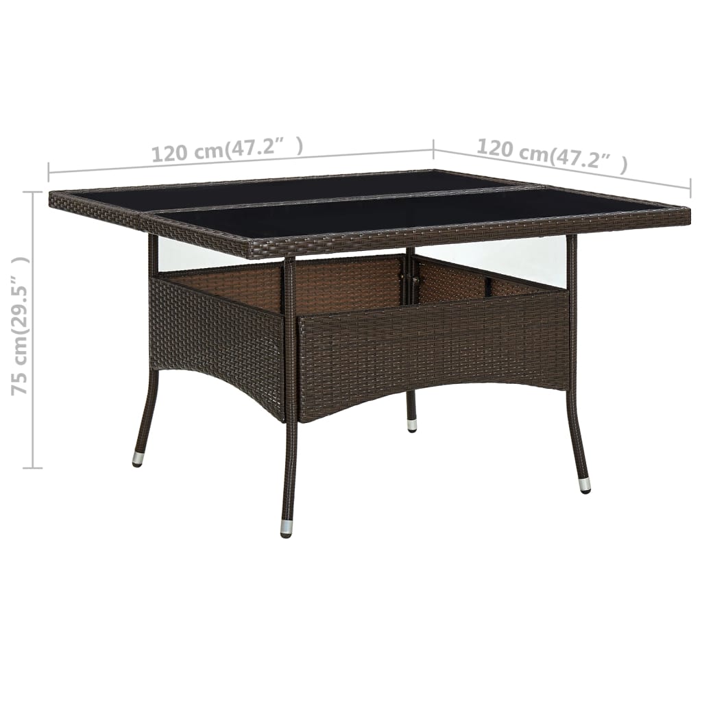 Tuintafel poly rattan en glas bruin is nu te koop bij PeponiXL, paradijselijk wonen!