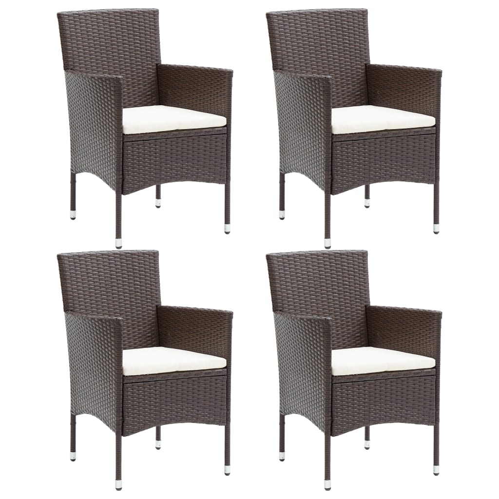 Tuinstoelen 4 st poly rattan bruin is nu te koop bij PeponiXL, paradijselijk wonen!