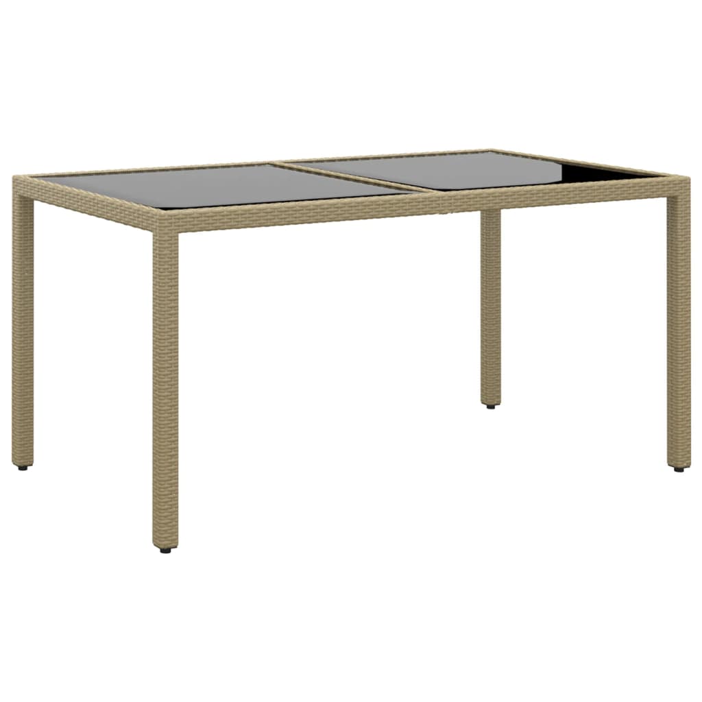 Tuintafel 150x90x75 cm gehard glas en poly rattan beige is nu te koop bij PeponiXL, paradijselijk wonen!