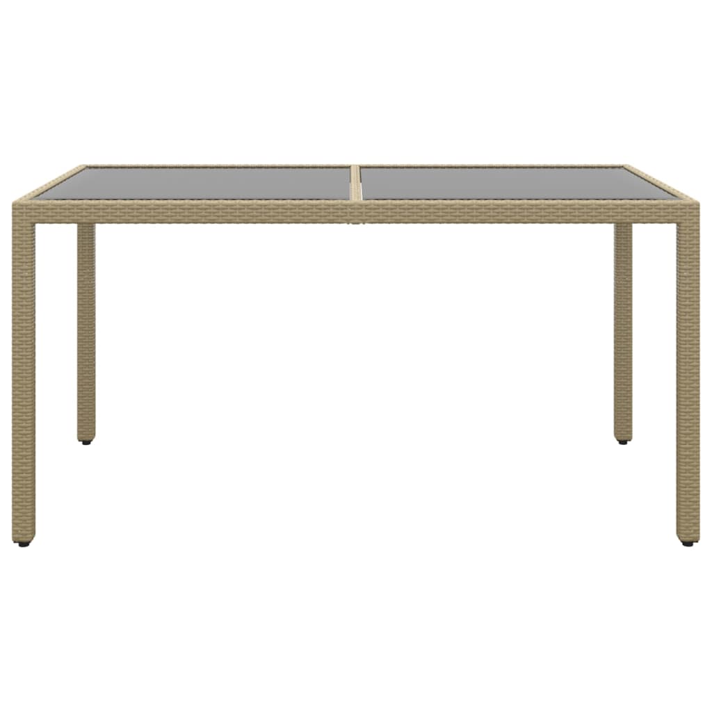 Tuintafel 150x90x75 cm gehard glas en poly rattan beige is nu te koop bij PeponiXL, paradijselijk wonen!
