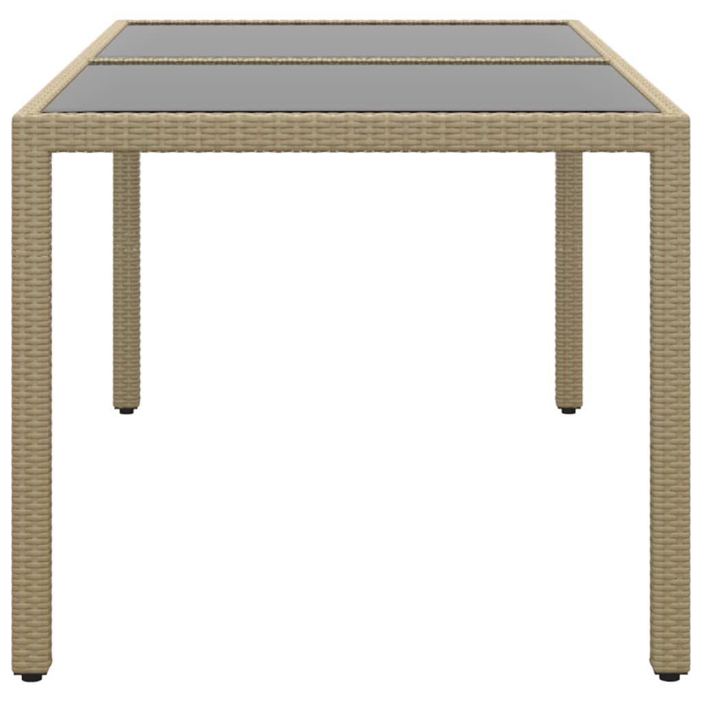 Tuintafel 150x90x75 cm gehard glas en poly rattan beige is nu te koop bij PeponiXL, paradijselijk wonen!
