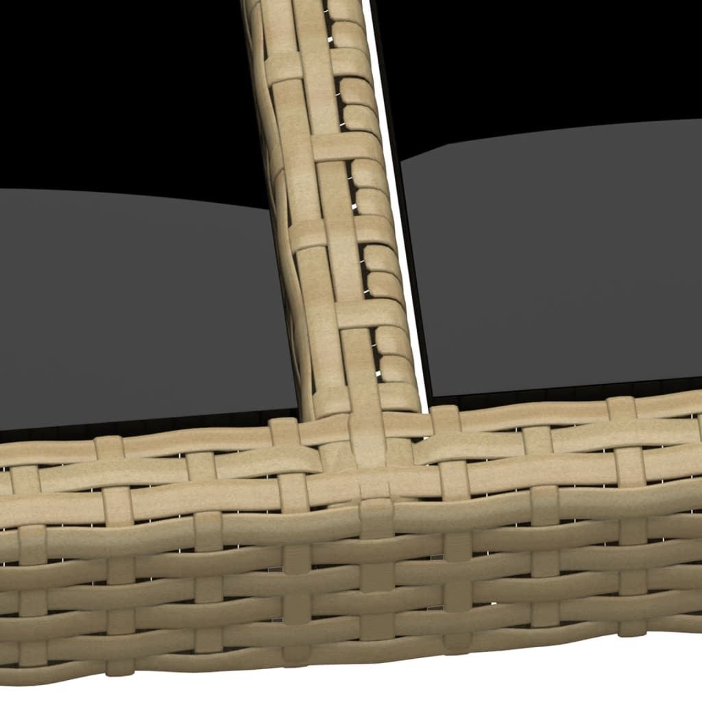 Tuintafel 150x90x75 cm gehard glas en poly rattan beige is nu te koop bij PeponiXL, paradijselijk wonen!