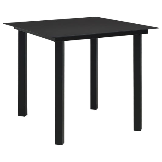 Tuintafel 80x80x74 cm staal en glas zwart is nu te koop bij PeponiXL, paradijselijk wonen!