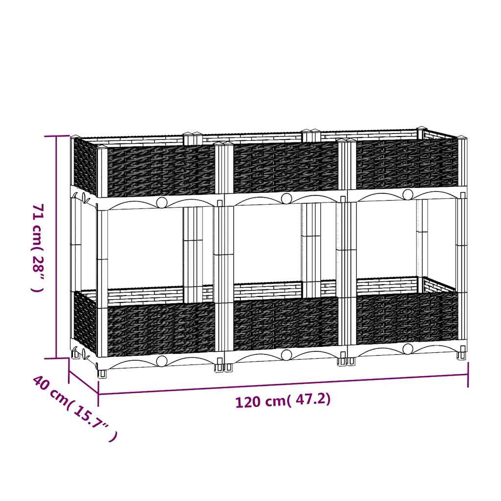 Plantenbak verhoogd 120x40x71 cm polypropyleen is nu te koop bij PeponiXL, paradijselijk wonen!