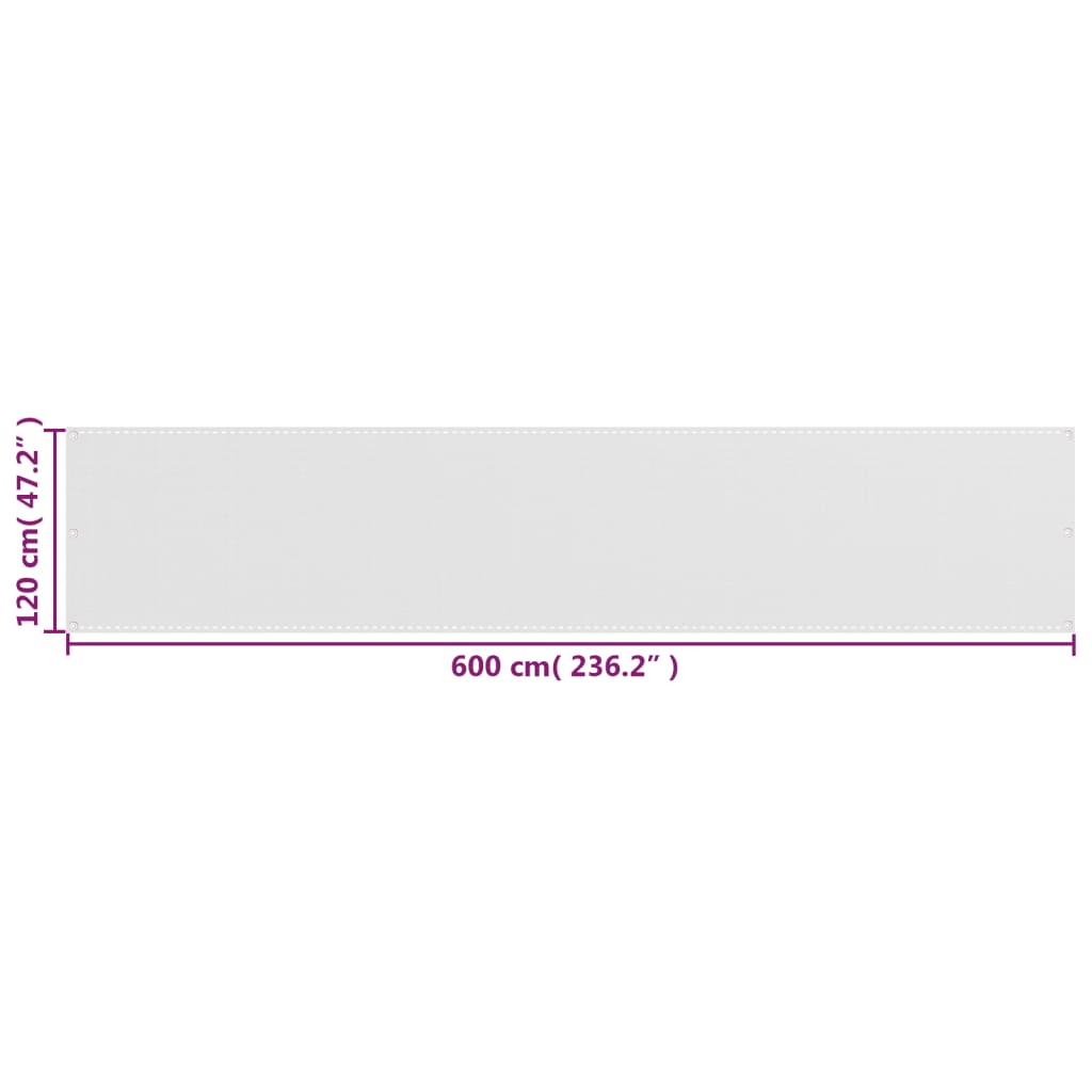 Balkonscherm 120x600 cm HDPE wit is nu te koop bij PeponiXL, paradijselijk wonen!