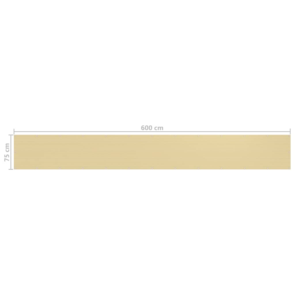 Balkonscherm 75x600 cm HDPE beige is nu te koop bij PeponiXL, paradijselijk wonen!