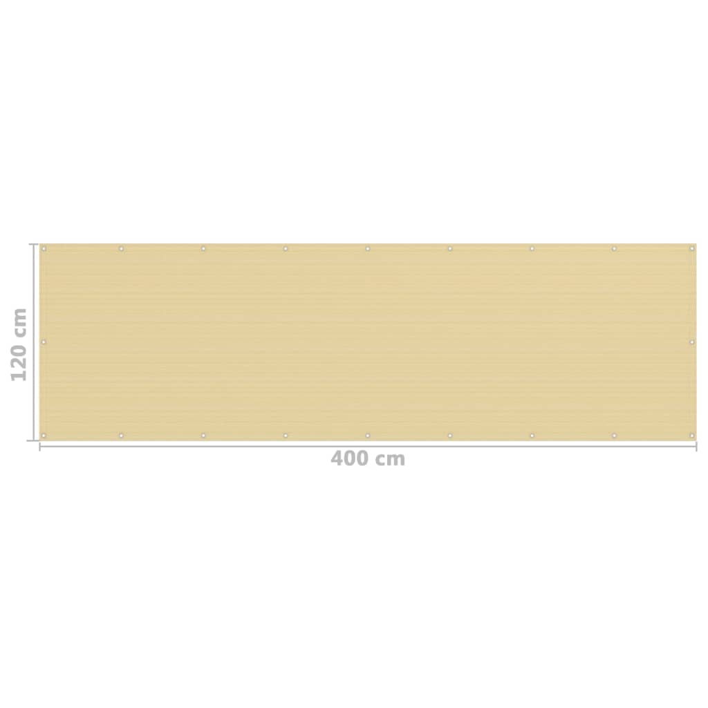 Balkonscherm 120x400 cm HDPE beige is nu te koop bij PeponiXL, paradijselijk wonen!