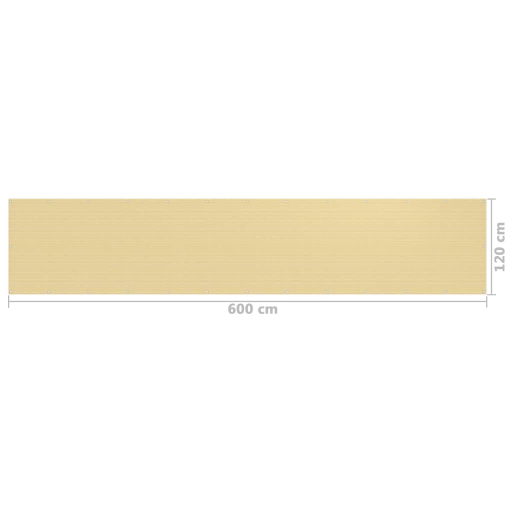 Balkonscherm 120x600 cm HDPE beige is nu te koop bij PeponiXL, paradijselijk wonen!