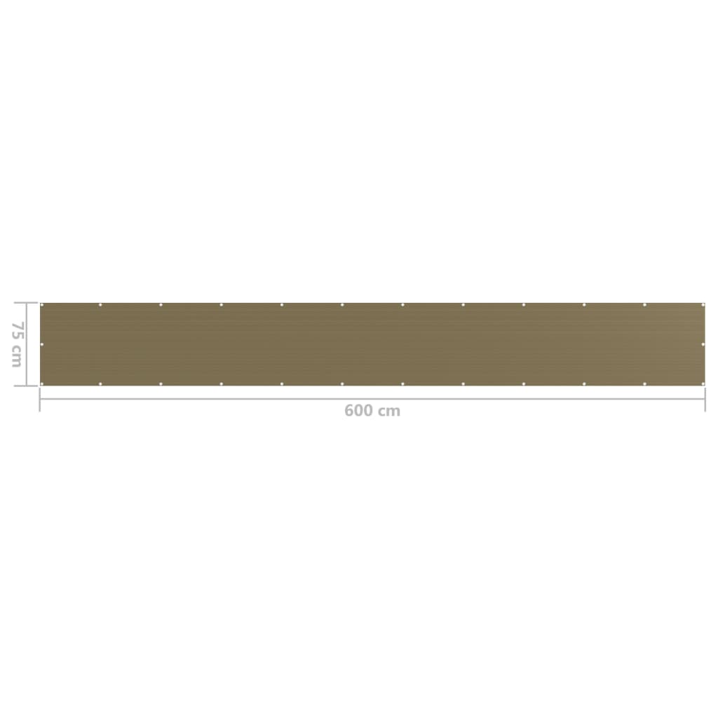 Balkonscherm 75x600 cm HDPE taupe is nu te koop bij PeponiXL, paradijselijk wonen!