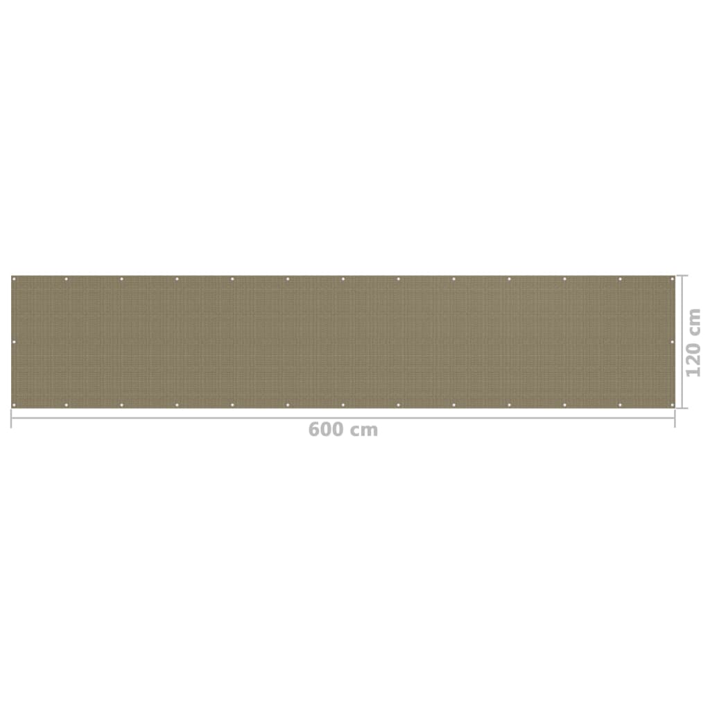 Balkonscherm 120x600 cm HDPE taupe is nu te koop bij PeponiXL, paradijselijk wonen!