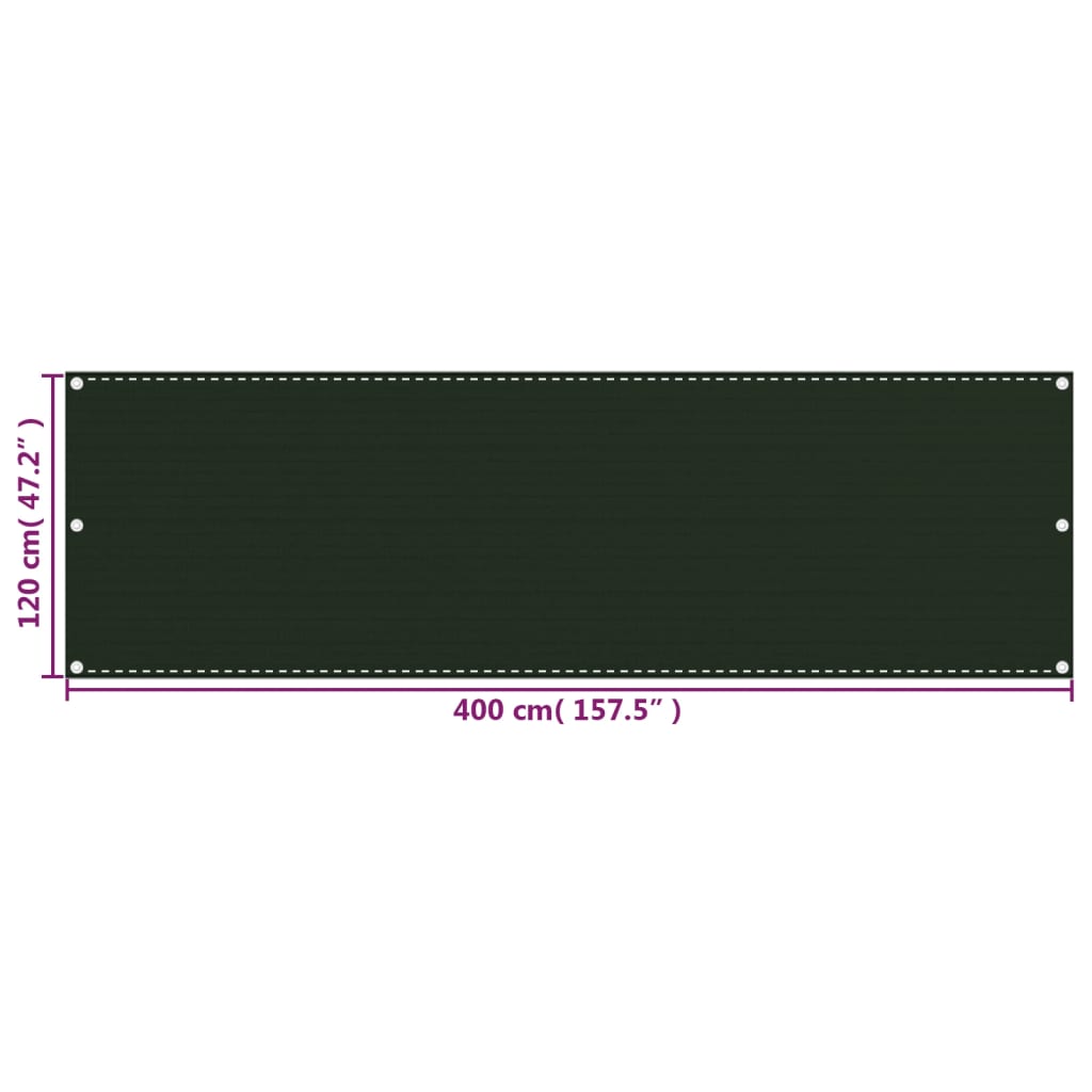 Balkonscherm 120x400 cm HDPE donkergroen is nu te koop bij PeponiXL, paradijselijk wonen!