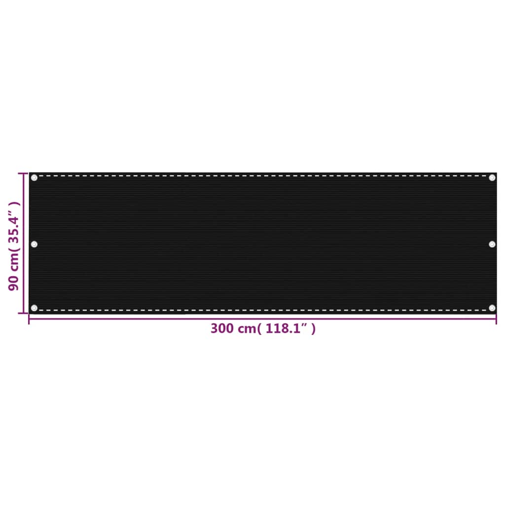 Balkonscherm 90x300 cm HDPE zwart is nu te koop bij PeponiXL, paradijselijk wonen!