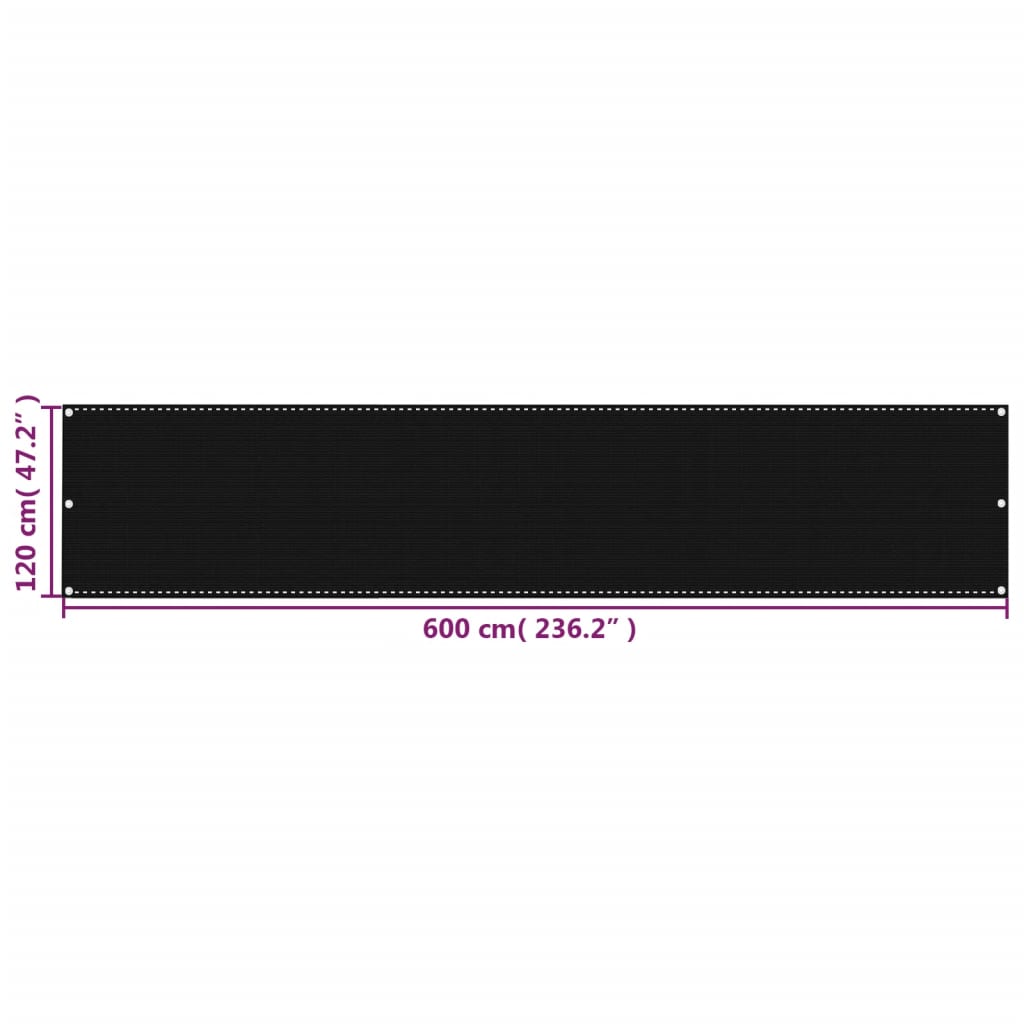 Balkonscherm 120x600 cm HDPE zwart is nu te koop bij PeponiXL, paradijselijk wonen!