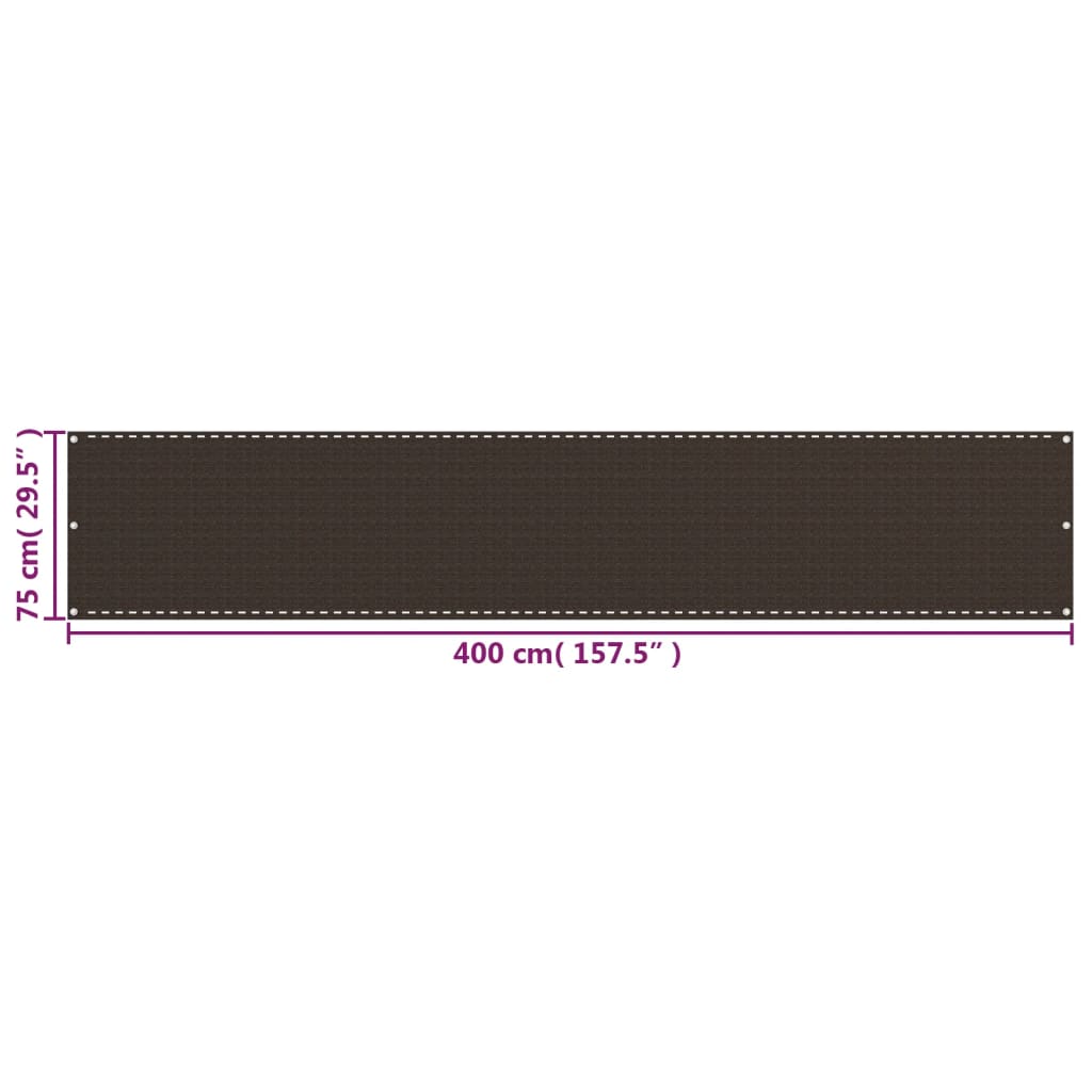 Balkonscherm 75x400 cm HDPE bruin is nu te koop bij PeponiXL, paradijselijk wonen!