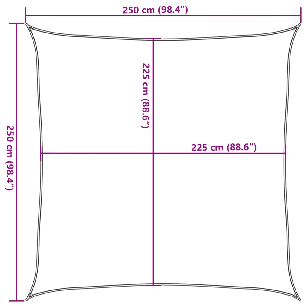 Zonnezeil 160 g/m² 2,5x2,5 m HDPE antracietkleurig is nu te koop bij PeponiXL, paradijselijk wonen!